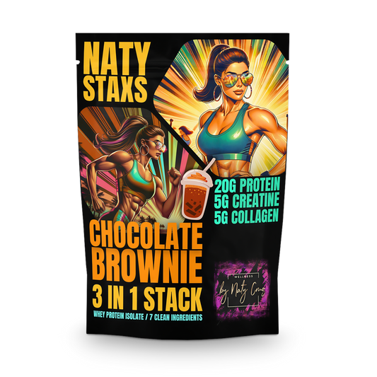 Naty Staxs - Fully Stax'd Chocolate Brownie Protein Powder + Collagen + Creatine - 12 oz