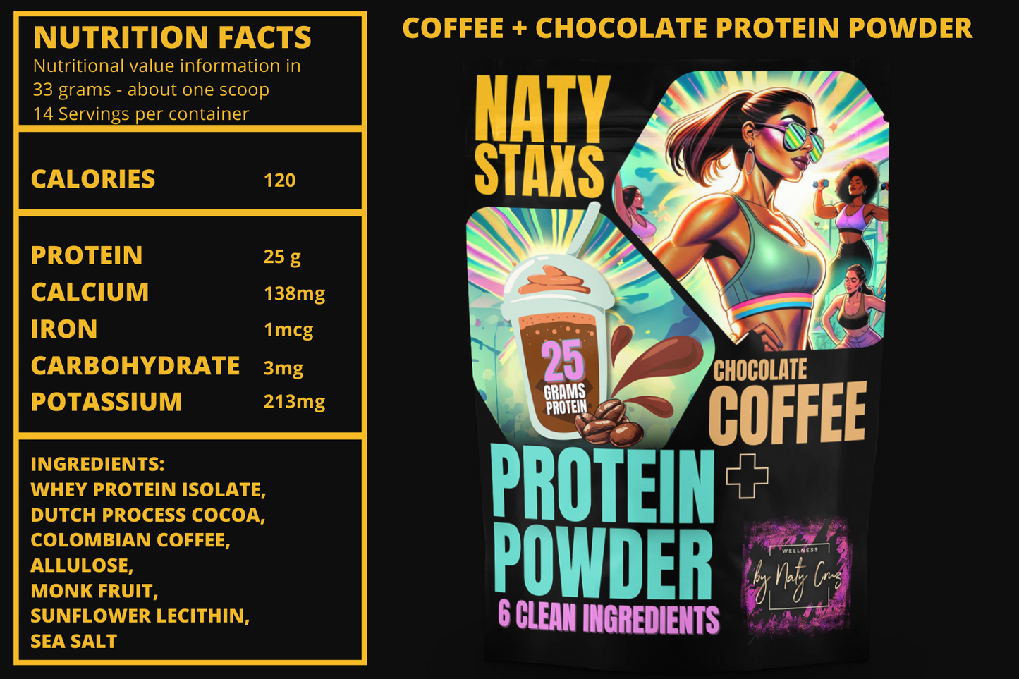 Naty Staxs Set - w/ Coffee & Chocolate Protein - 12oz x 3