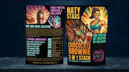 Naty Staxs - Fully Stax'd Chocolate Brownie Protein Powder + Collagen + Creatine - 12 oz